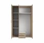 Preview: Kleiderschrank KARL 3 Türen / 1 x mit Spiegel / 2 Schubladen Eiche Sonoma Dekor